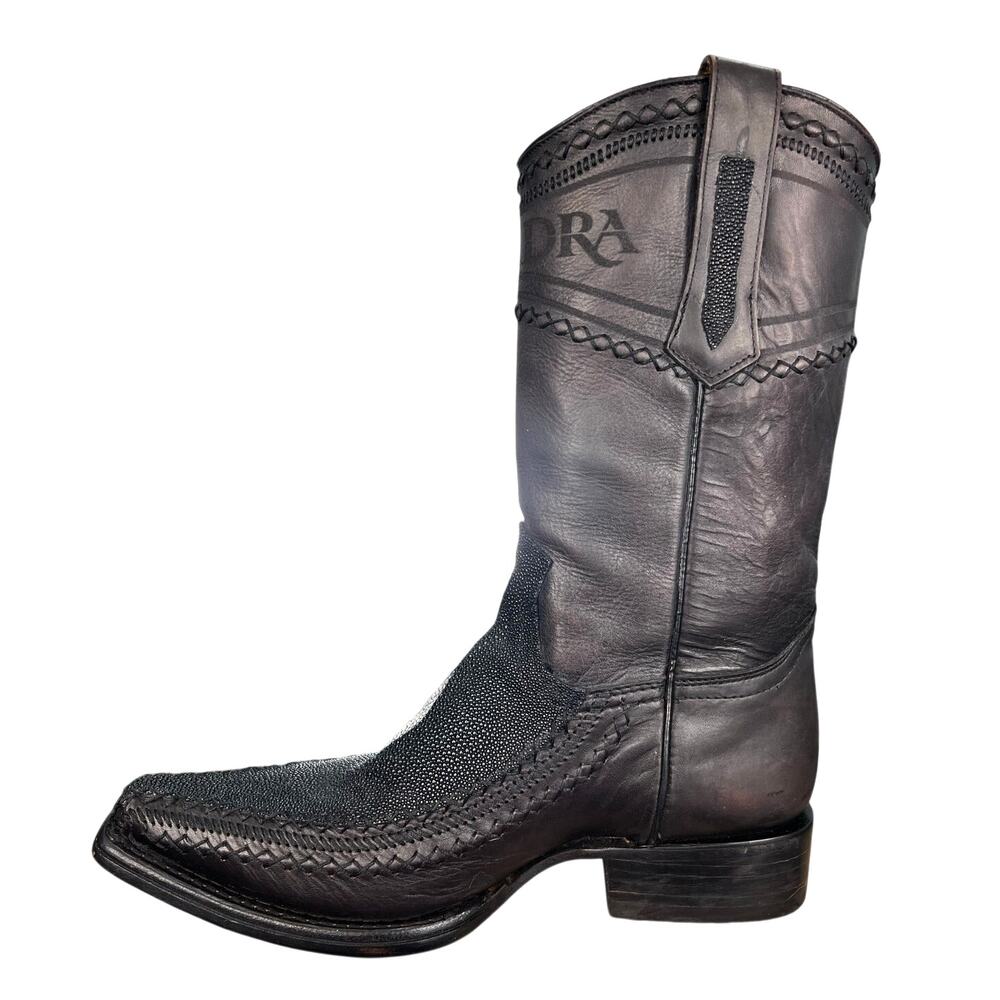 Cuadra Men’s Stingray Black Leather Square Toe Cowboy Boot Size US 10 D - Picture 2 of 11